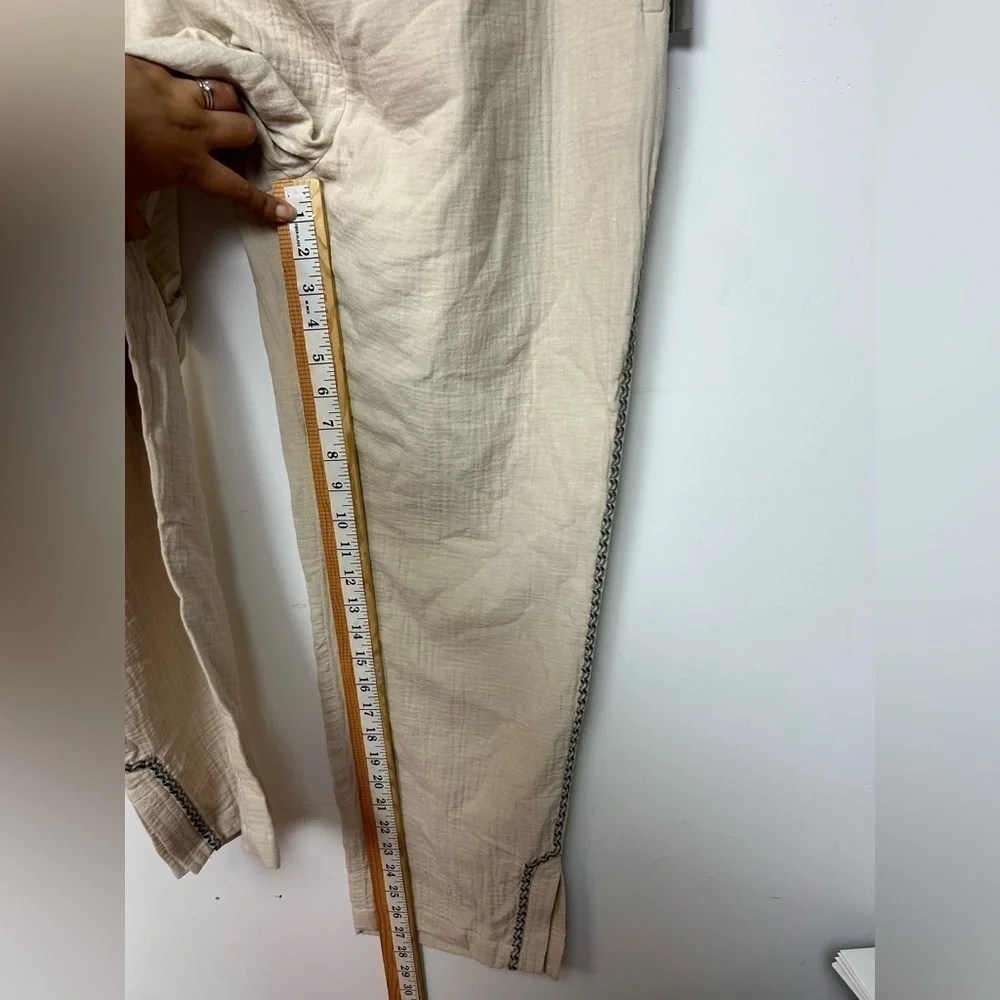 NWT SOFT SURROUNDINGS Lale Gauze pull on‎ tan/Brown Cotton pants Size L Neutral